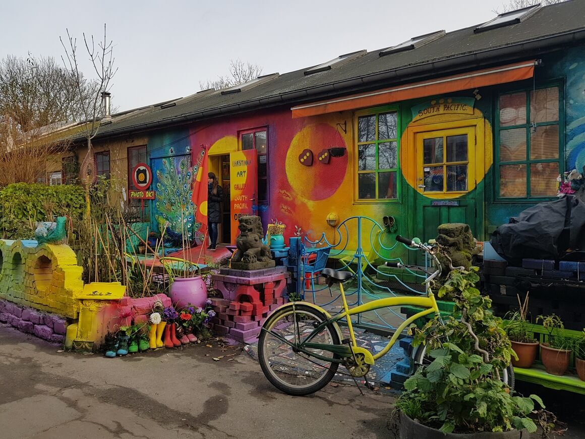 Colourful art house gallery in Christiania Free Town in Denmark that permits photos