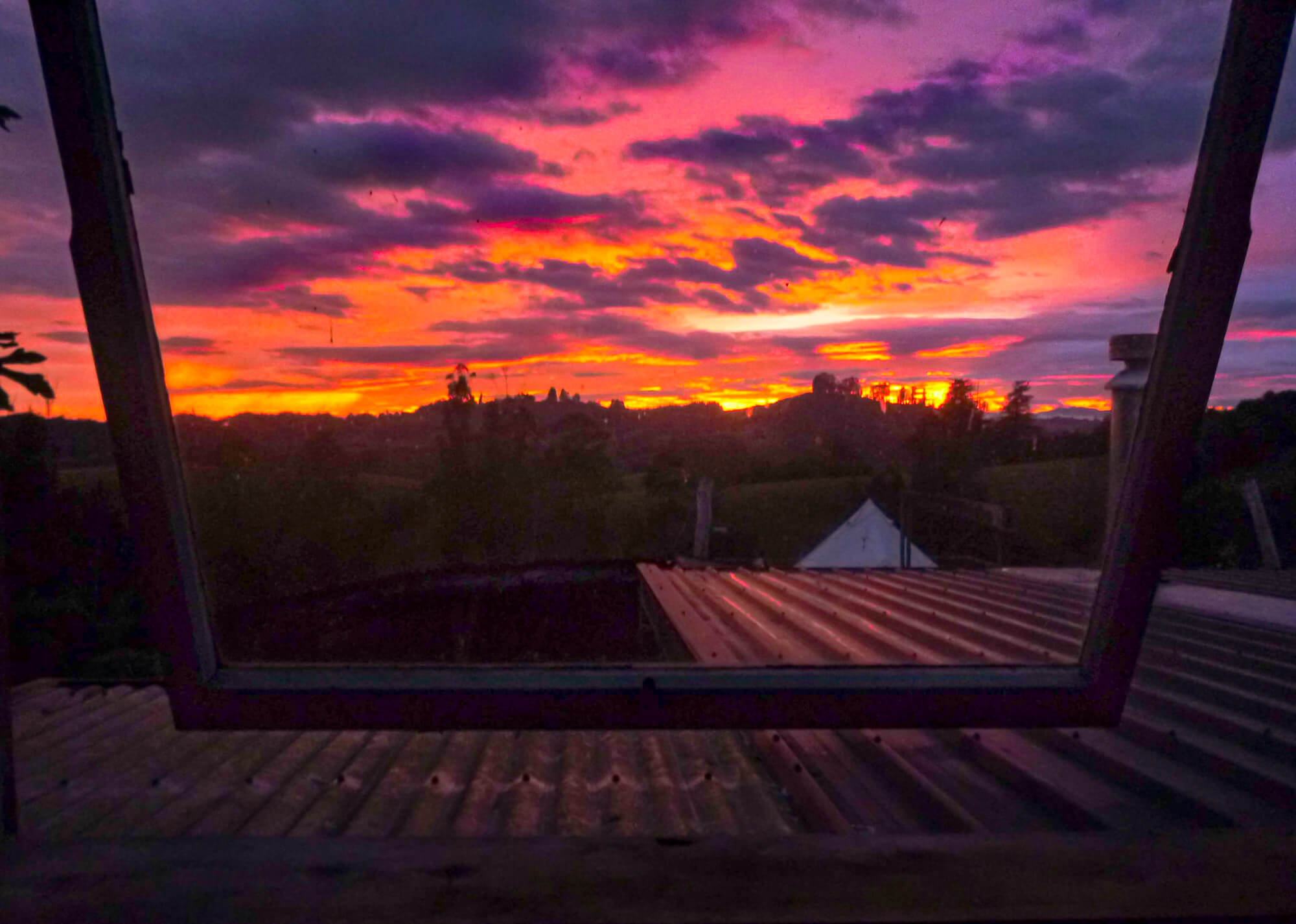 Sunrise at a farm while volunteering abroad