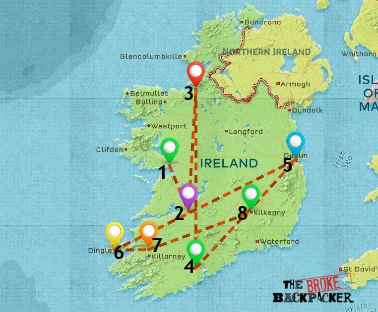 Map of Where to Stay in Ireland