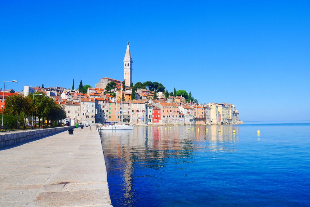 Old Town, on a blue sky day with calm water, North Rovinj Rovinj