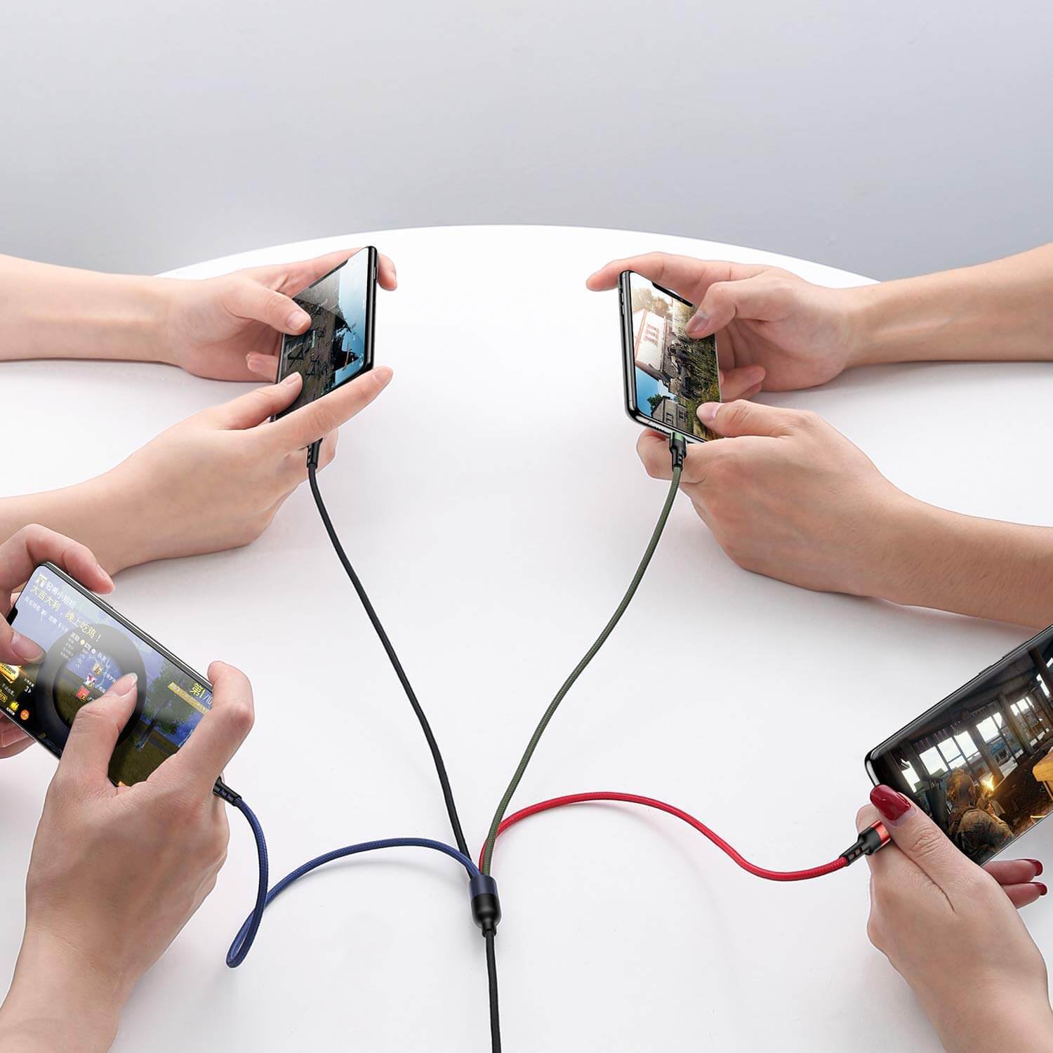 A group simultaneously charging with a multi-cable