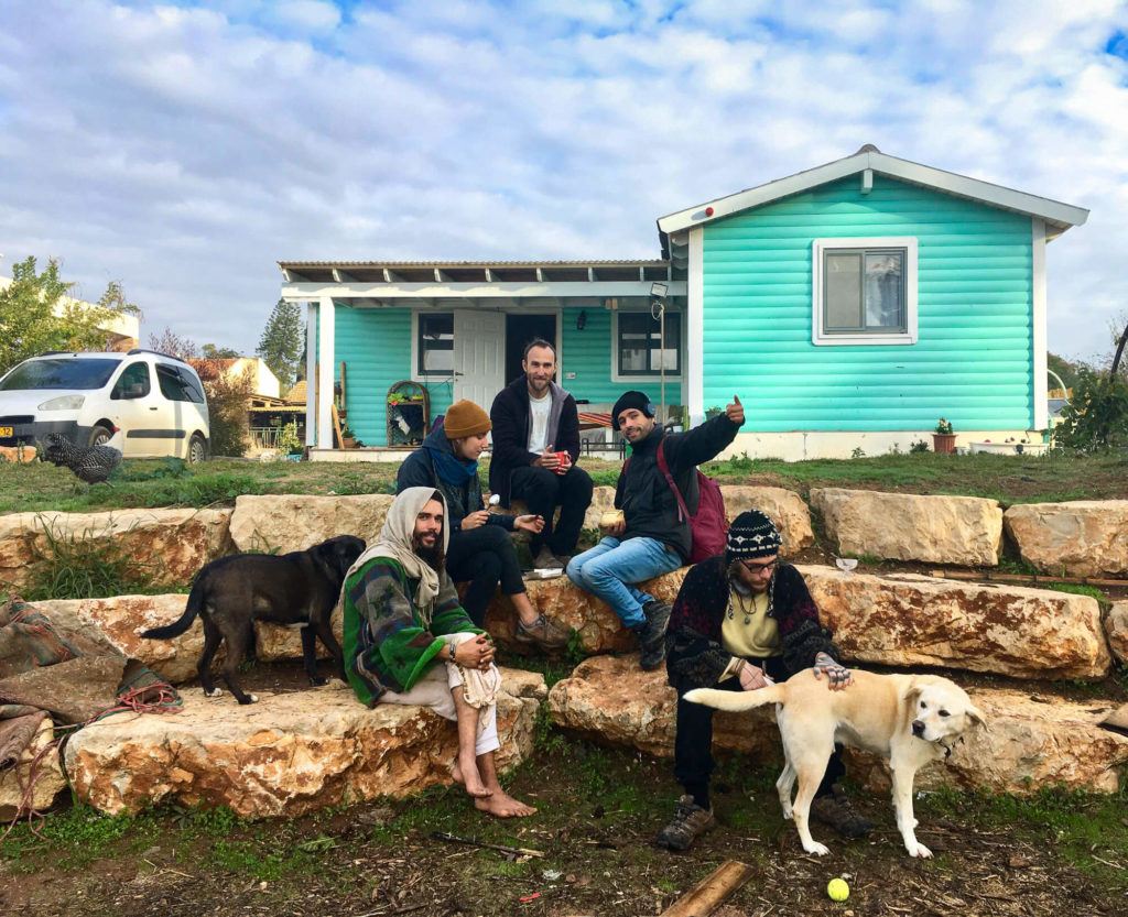 A crew of volunteers at a kibbutz farm in Israel