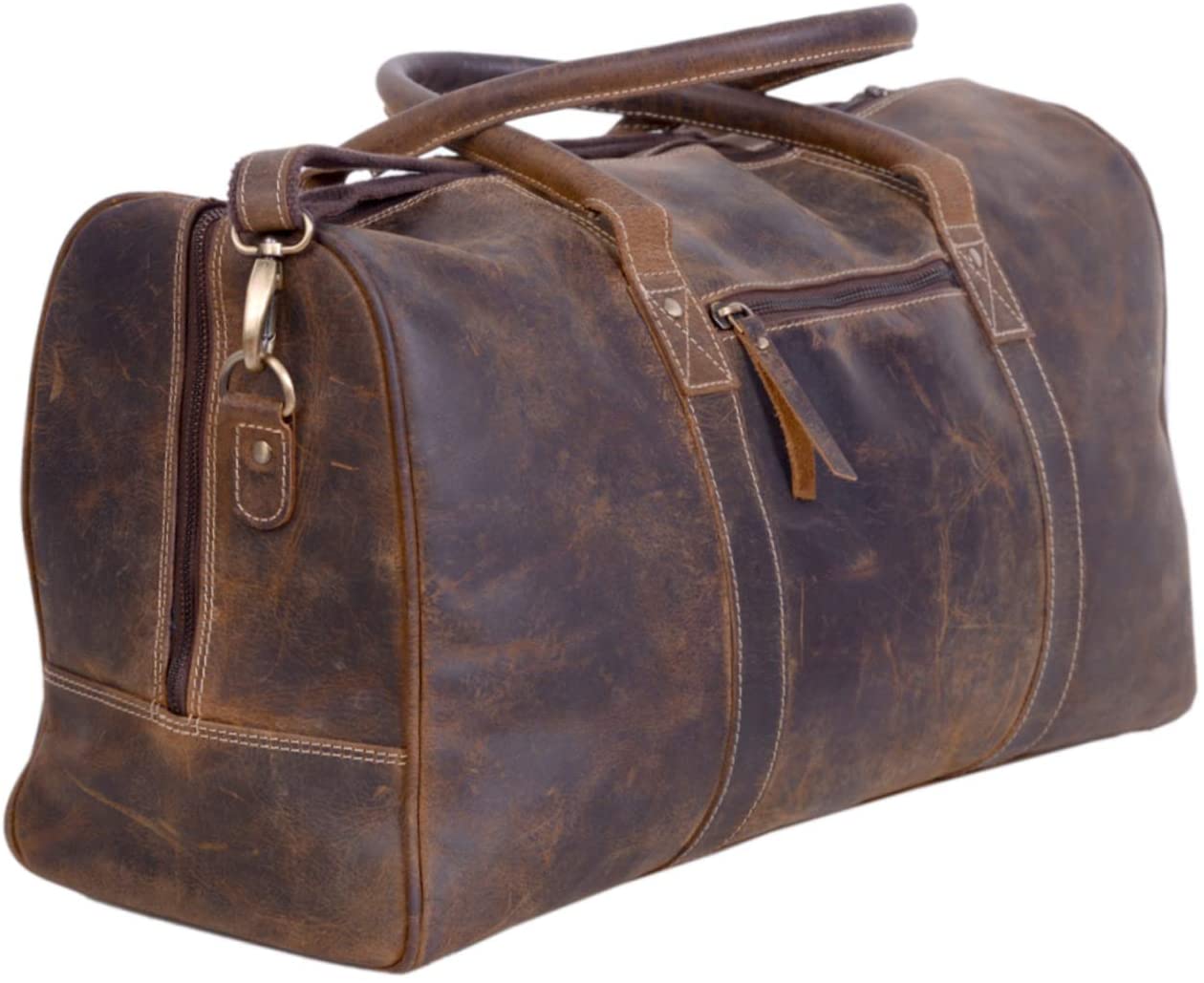 KomalC Leather Travel Duffel Bag