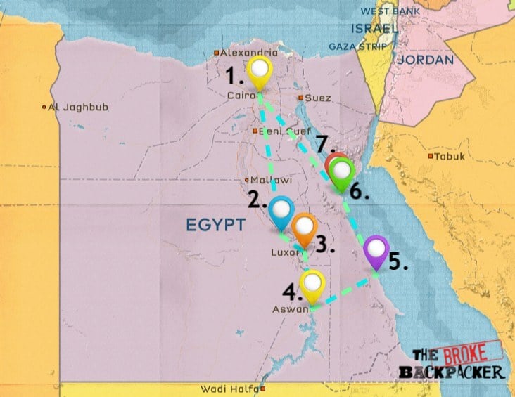 Map of Where to Stay in Egypt