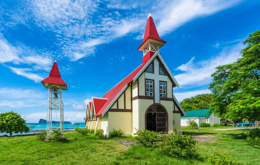 Cap Malheureux Red Roof Church - famous tourist attraction in north Maurtius