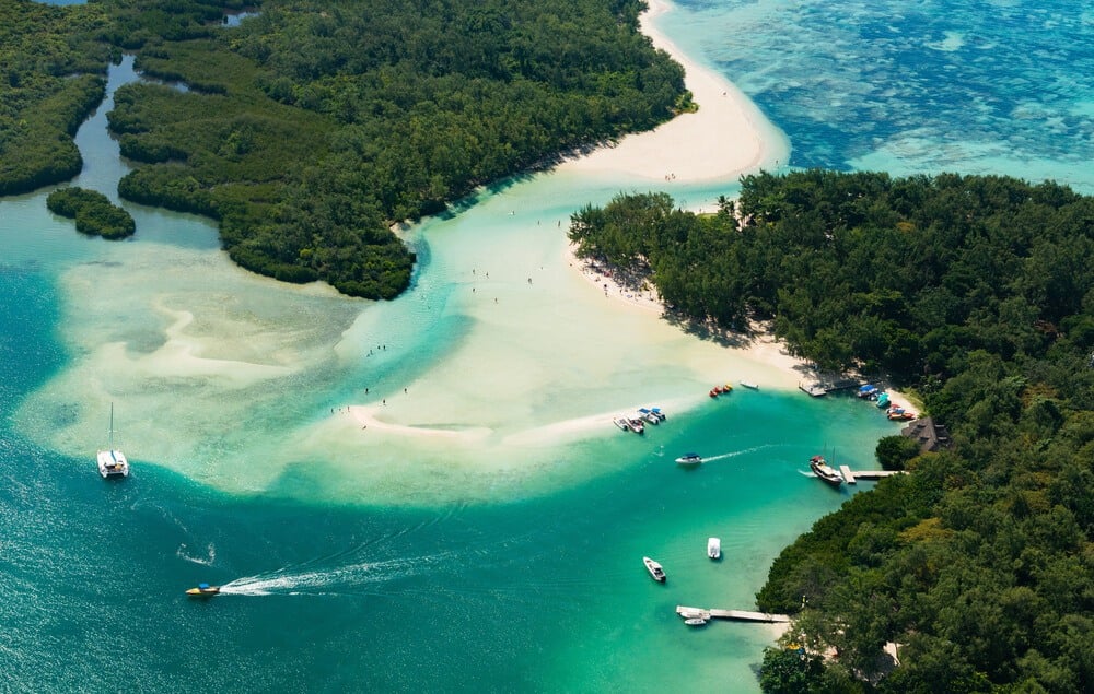 Ile aux Cerfs beach and island in Mauritius