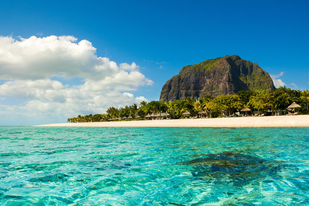 Le Morne Beach with Le Morne Brabant mountain behind