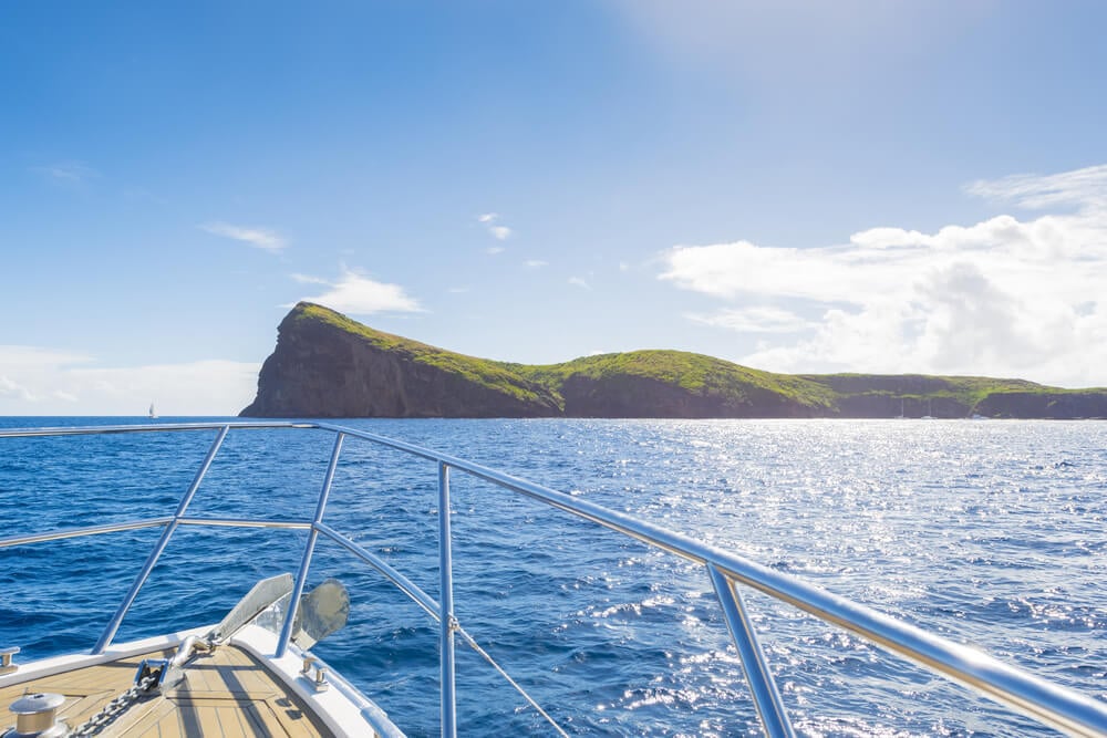 Approaching Coin de Mire from a liveaboard in Mauritius