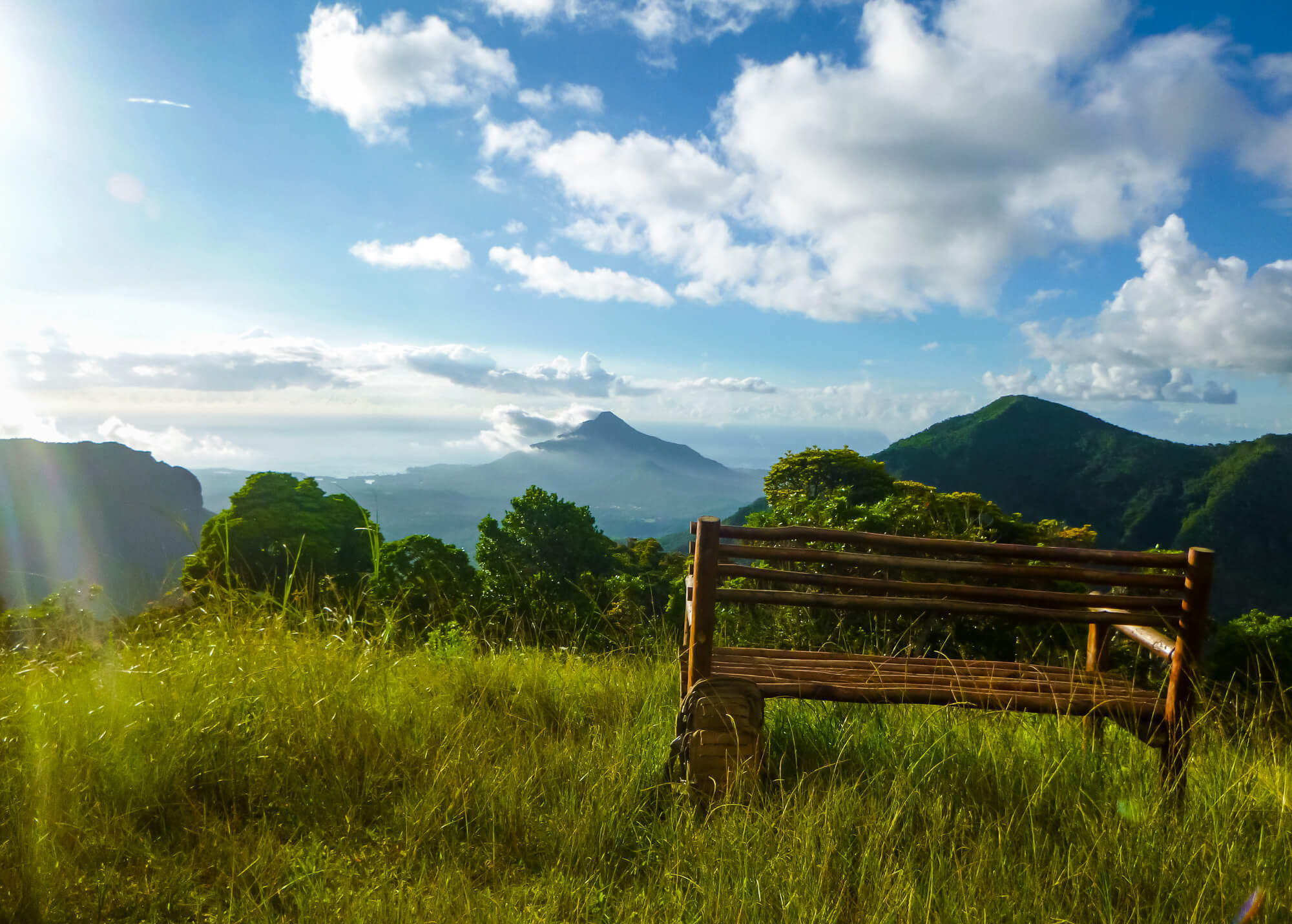 Black River Gorges National Park viewpoint of Tamarin Bay and mountain