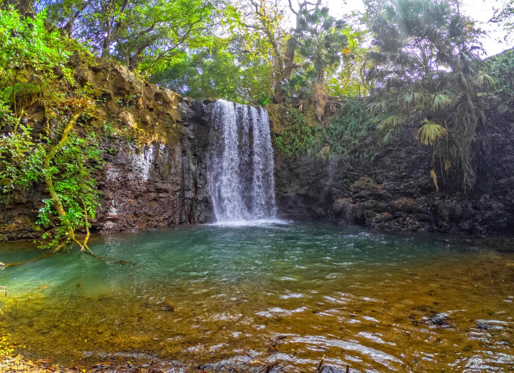 Eau Bleue waterfall in Mauritius