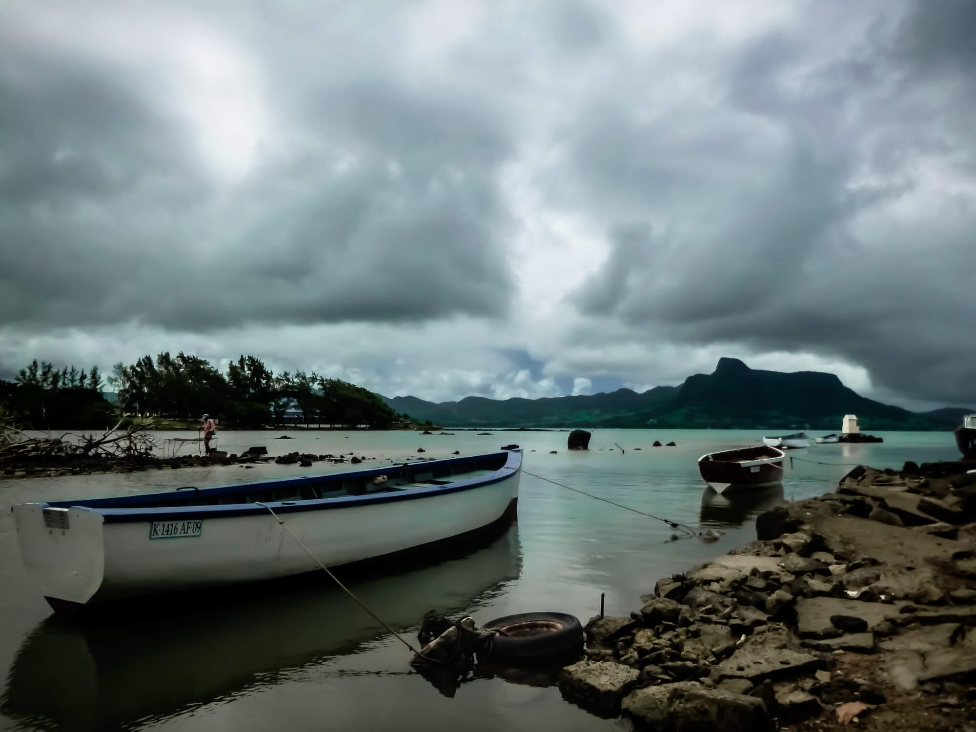 Mahebourg waterfont during a Mauritius cyclone