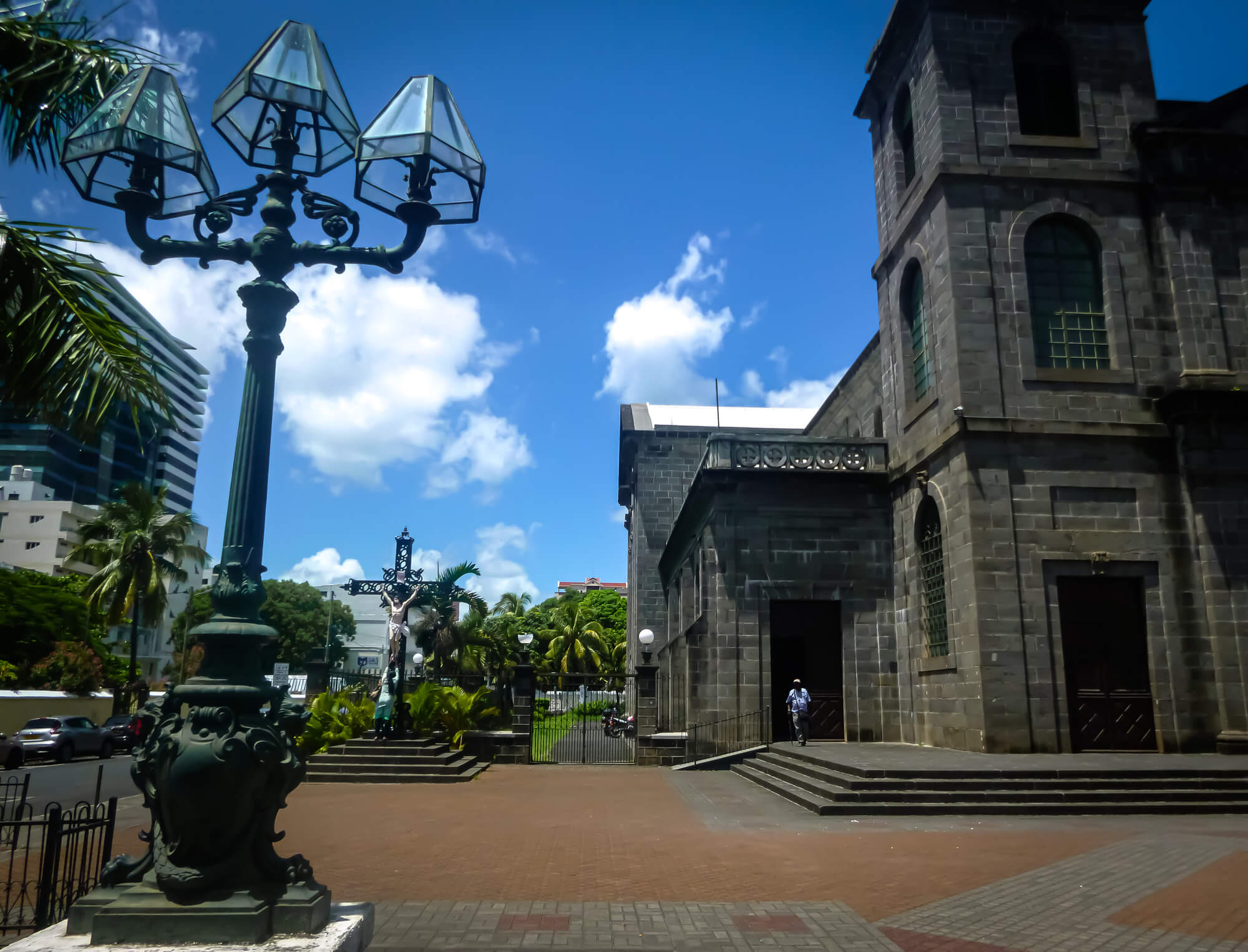 Mauritius woman praying at a church in the capital city Port Louis