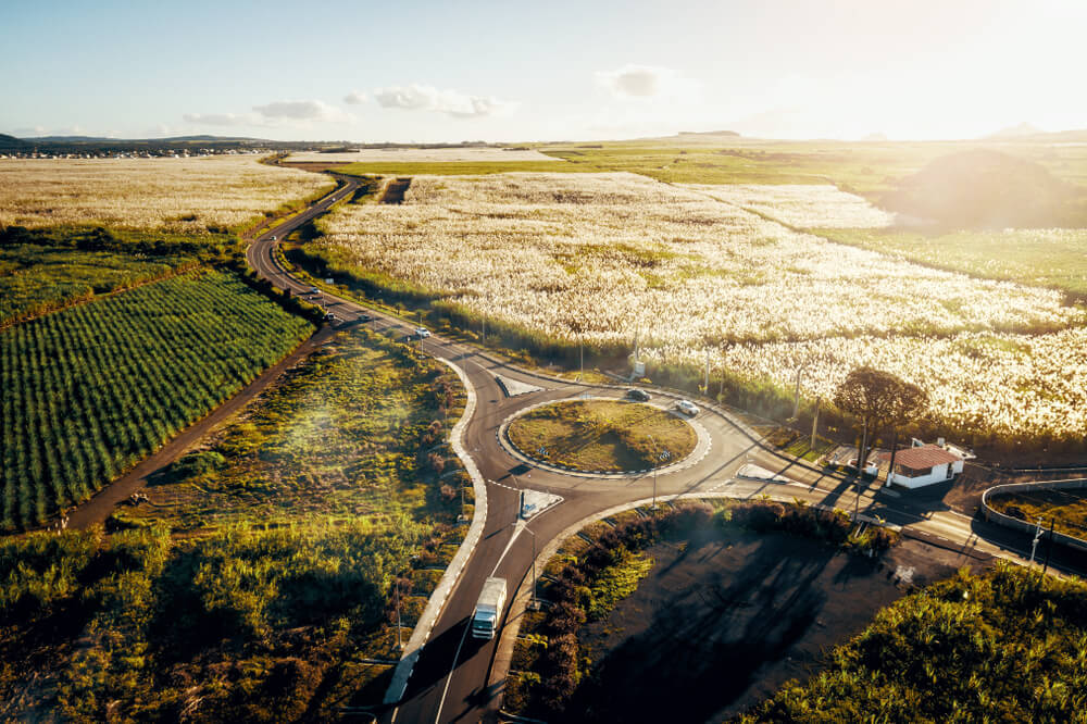 Roads and roundabout while on a road trip in Mauritius