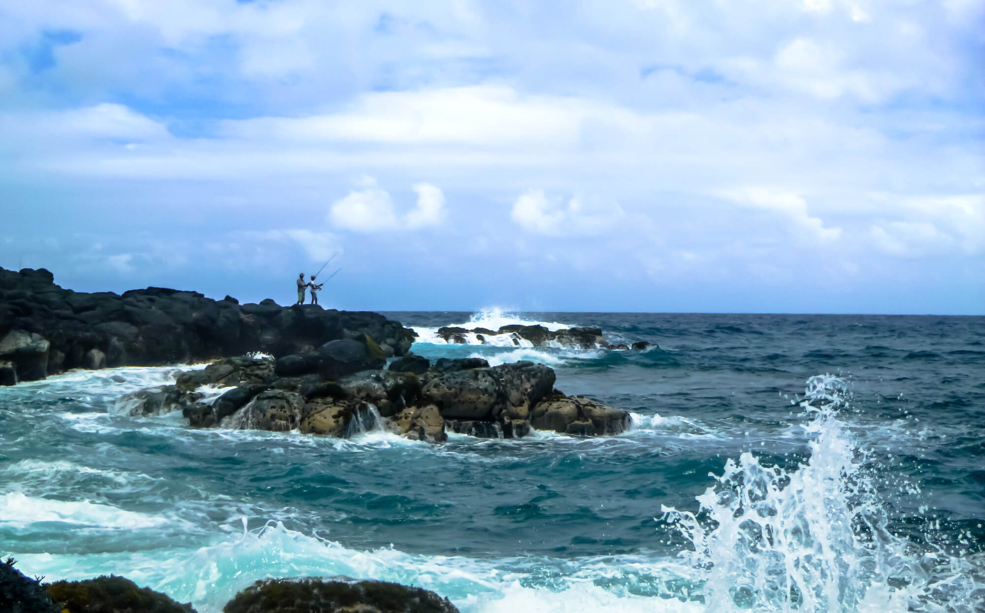 Two locals rock fishing - their top leisure activity in Mauritius