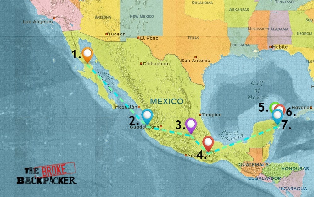 Map of Where to Stay in Mexico