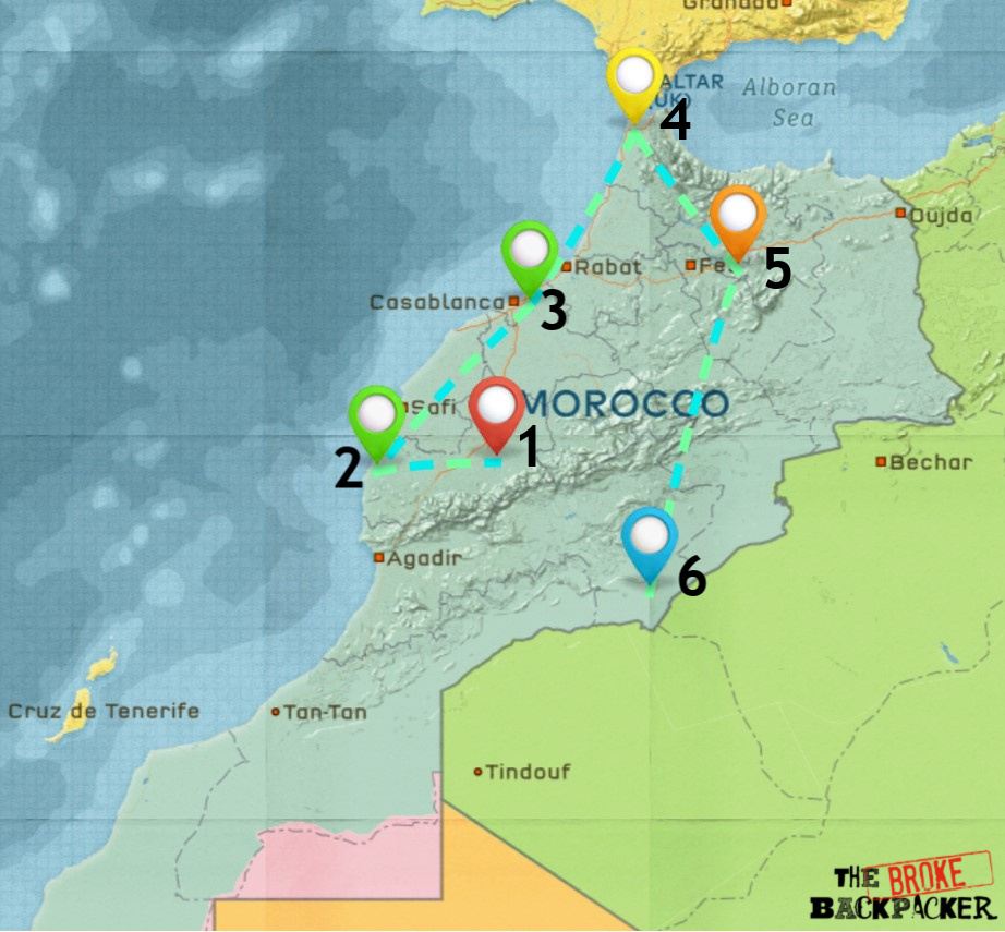 Map of Where to Stay in Morocco 2