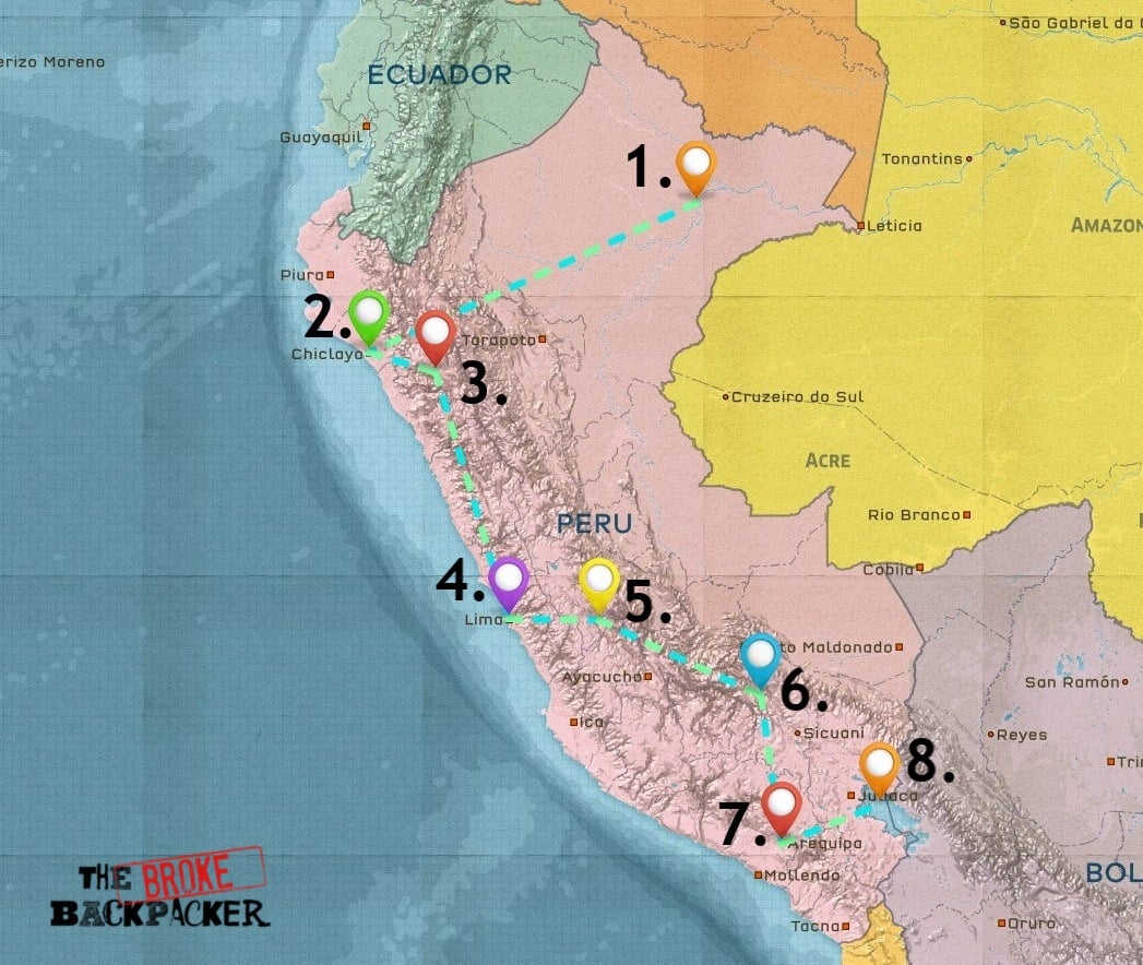 Map of Where to Stay in Peru