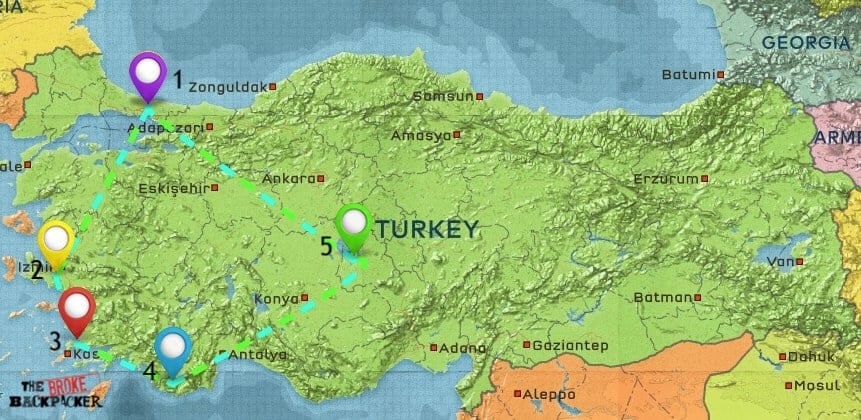 Map of Where to Stay in Turkey