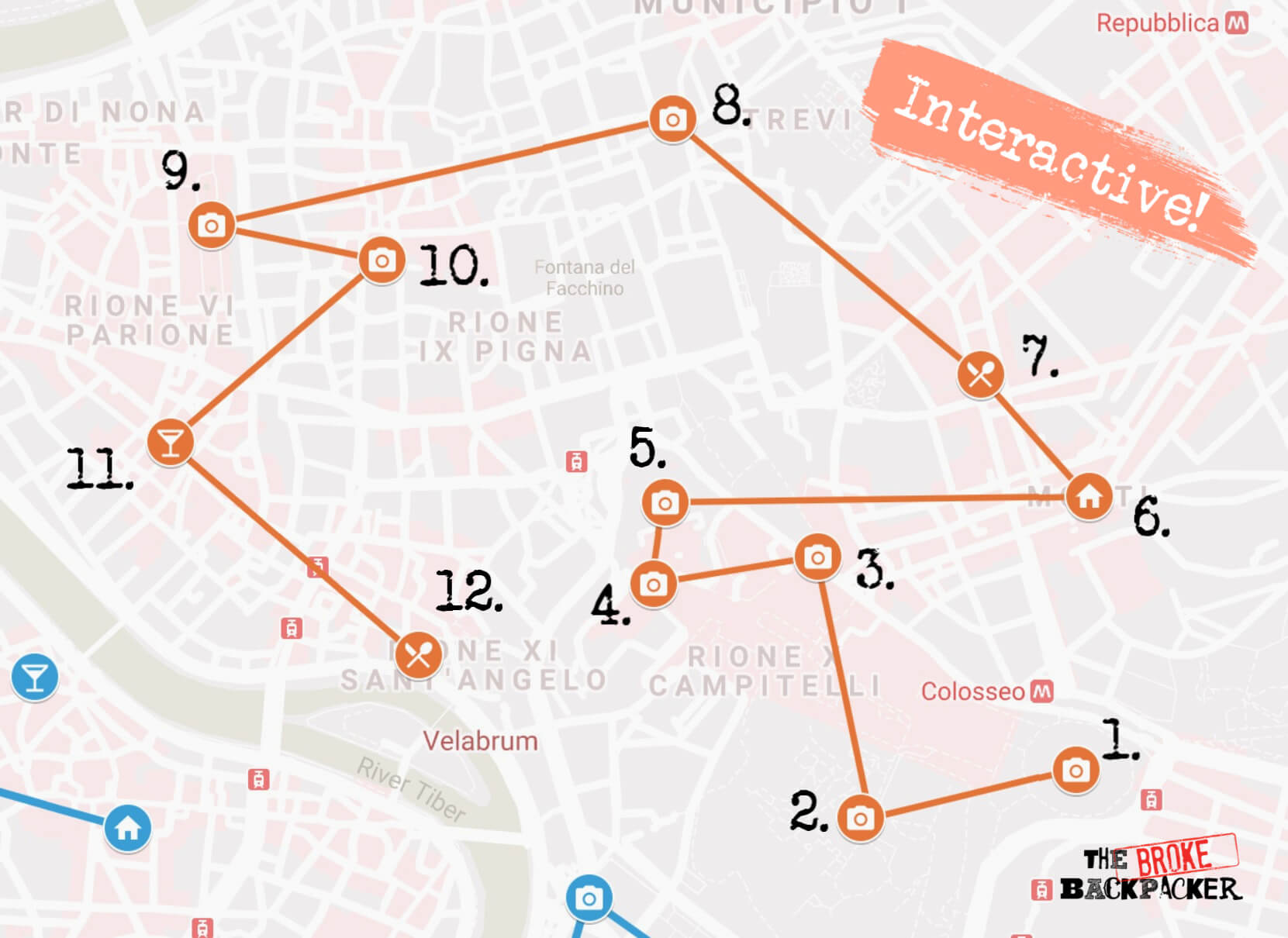 rome itinerary map day 1