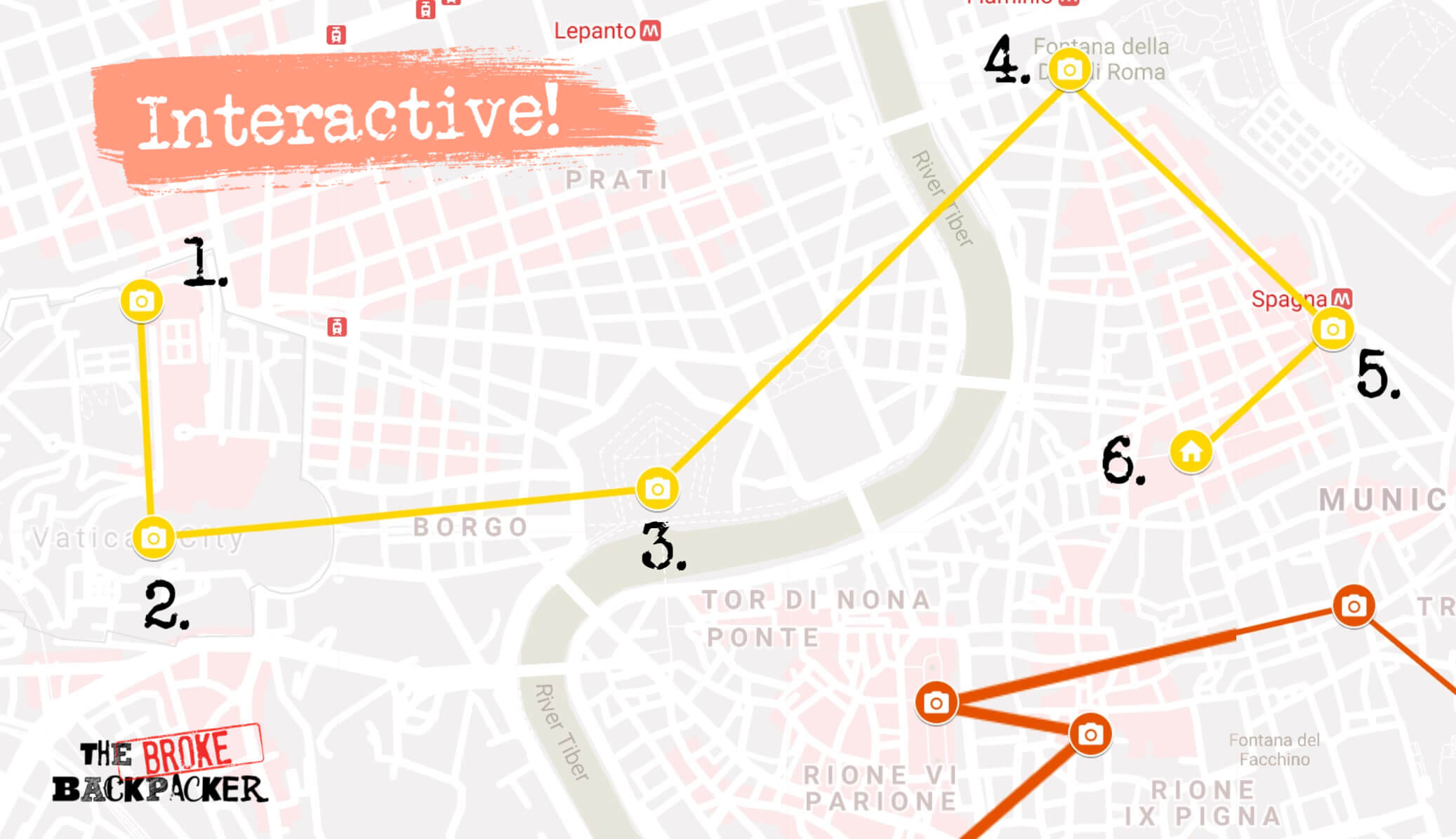 rome itinerary map day 2