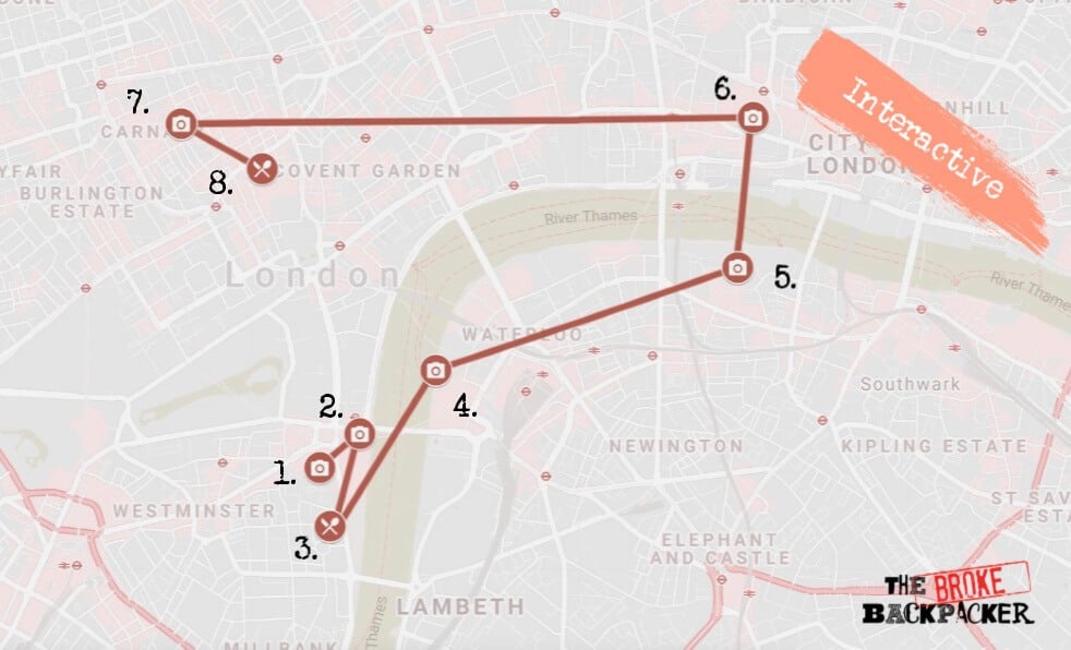 London Itinerary Map Day 1