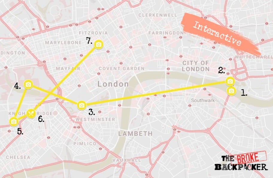 London Itinerary Map Day 2