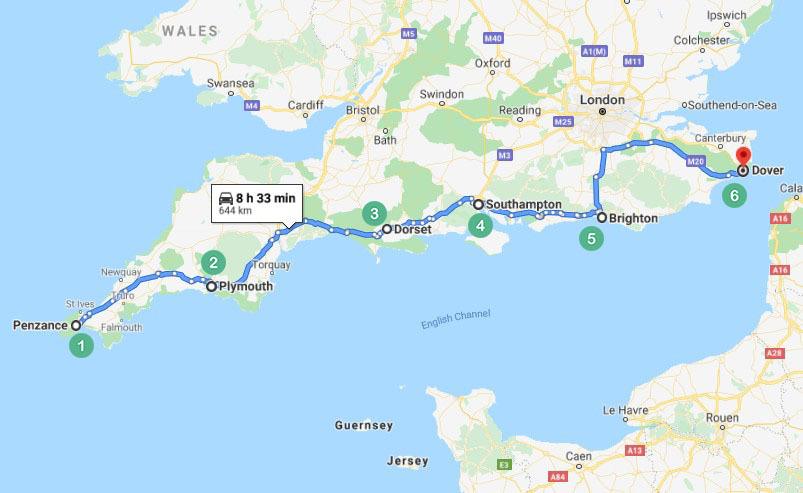cornwall day 3 road trip map