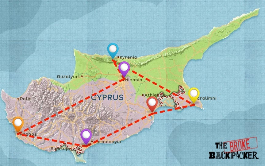 Map of Where to Stay in Cyprus