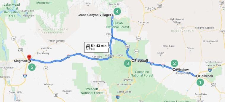 Arizona Route 1 Map