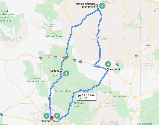 Arizona Route 2 Map