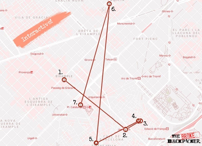 Barcelona Day 1 Map