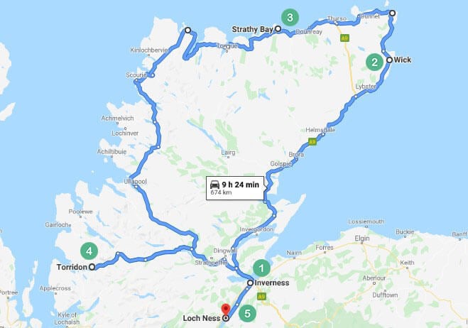 Scottish Highlands Route 1 Map