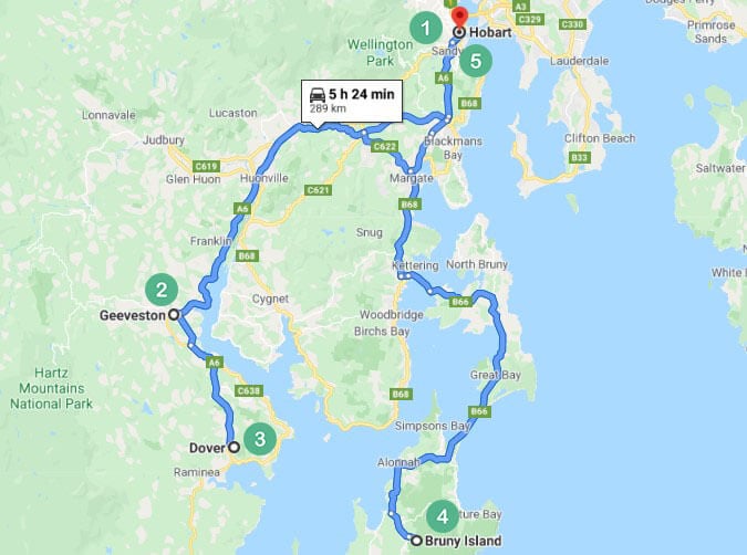 Tasmania Route 3 Map