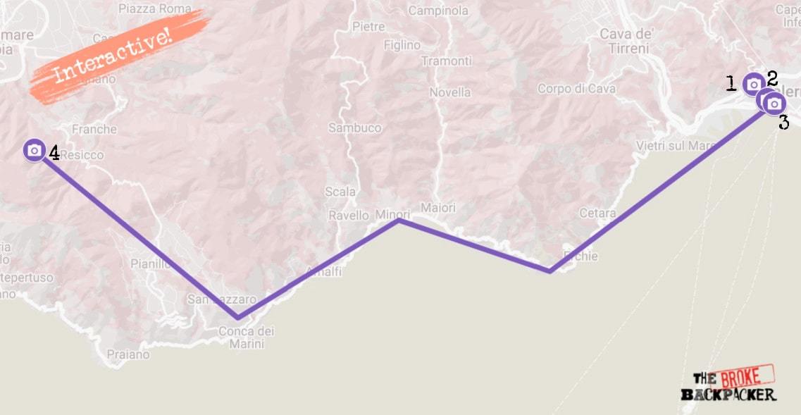 Amalfi Coast Itinerary Map Day 2