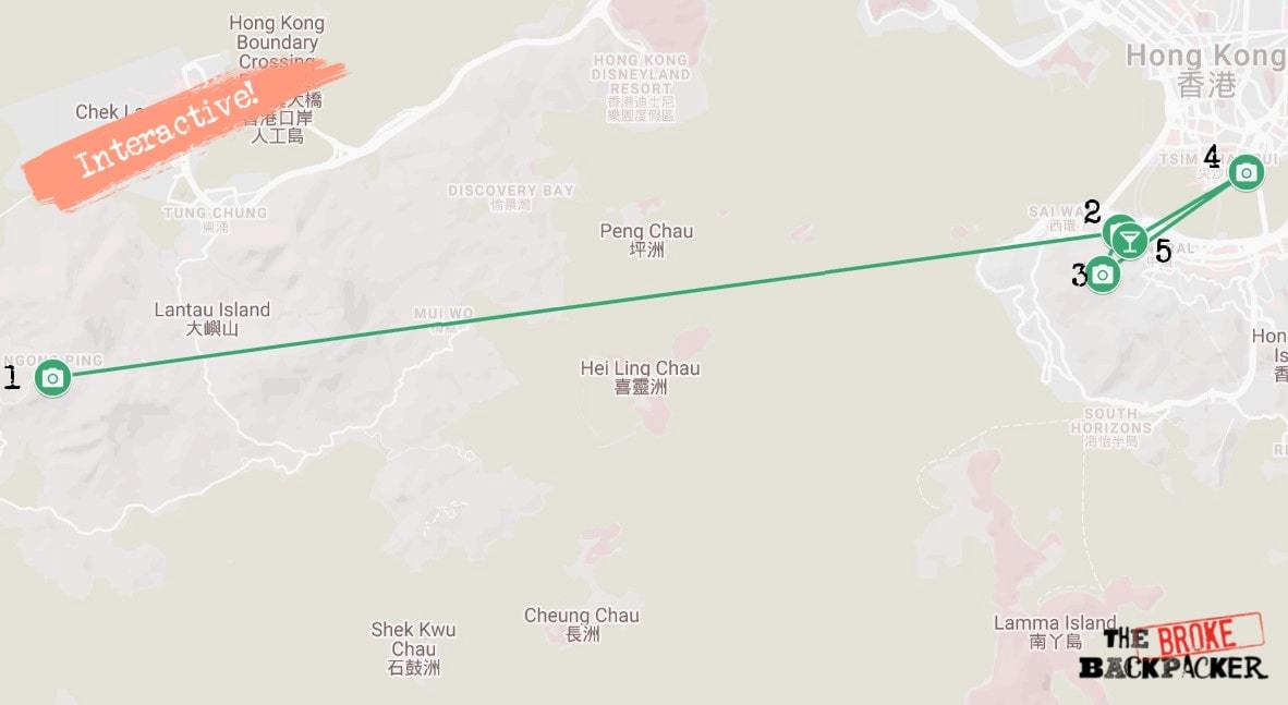 Hong Kong Day 1 Itinerary Map