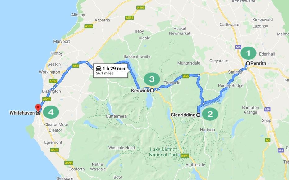 lake district road trip map