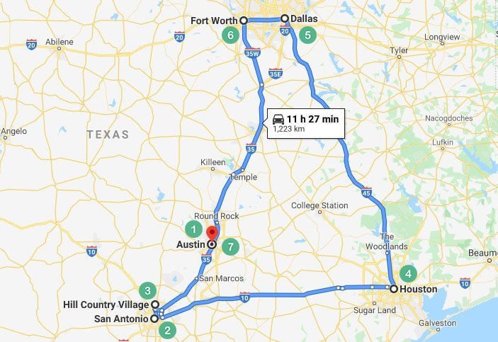 Texas Route 1 Map