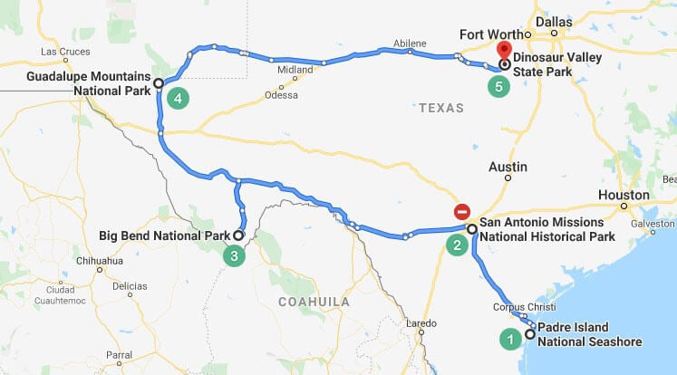 Texas Route 2 Map