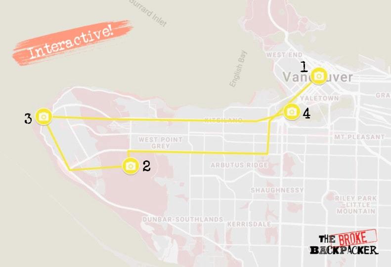 Vancouver Itinerary Map Day 2