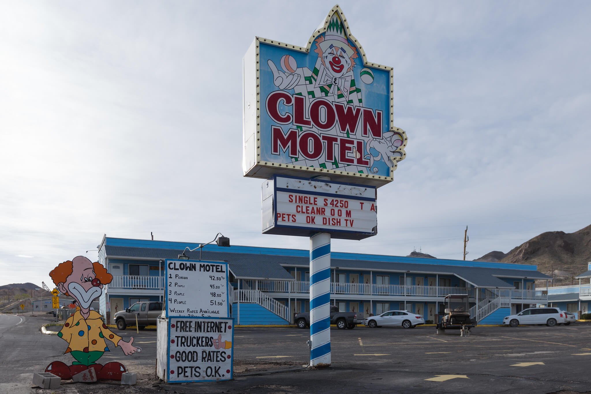 Famous 'Creepy' Clown Motel tourist attraction in Tonopah, Nevada