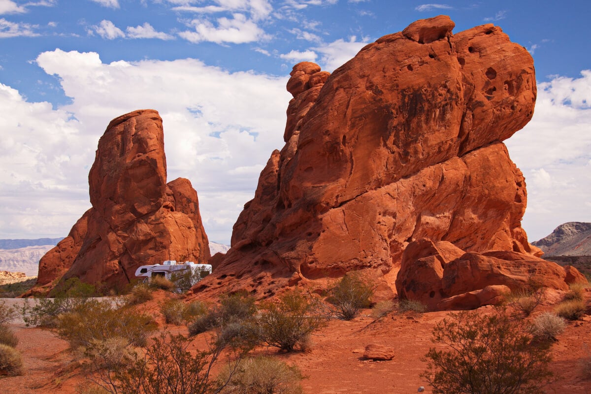 Free RV camping in the Valley of Fire State Park, Nevada