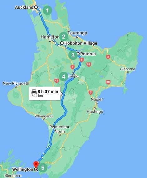 Auckland to Wellington