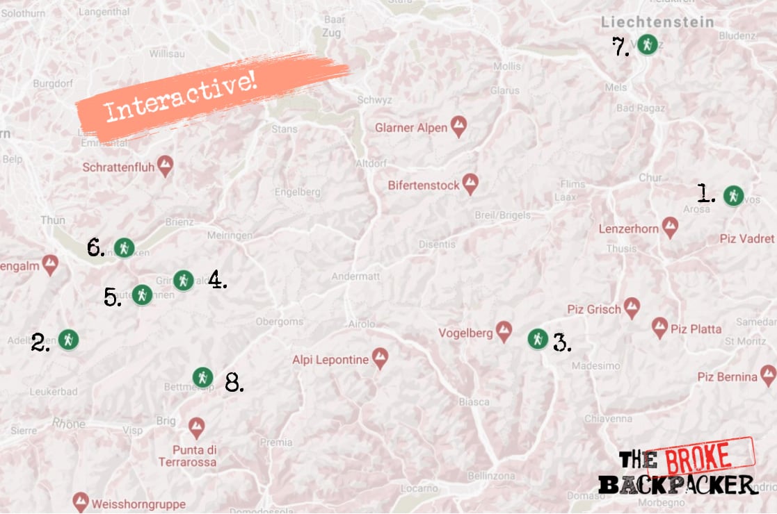 Best Hikes in Switzerland Trail Map