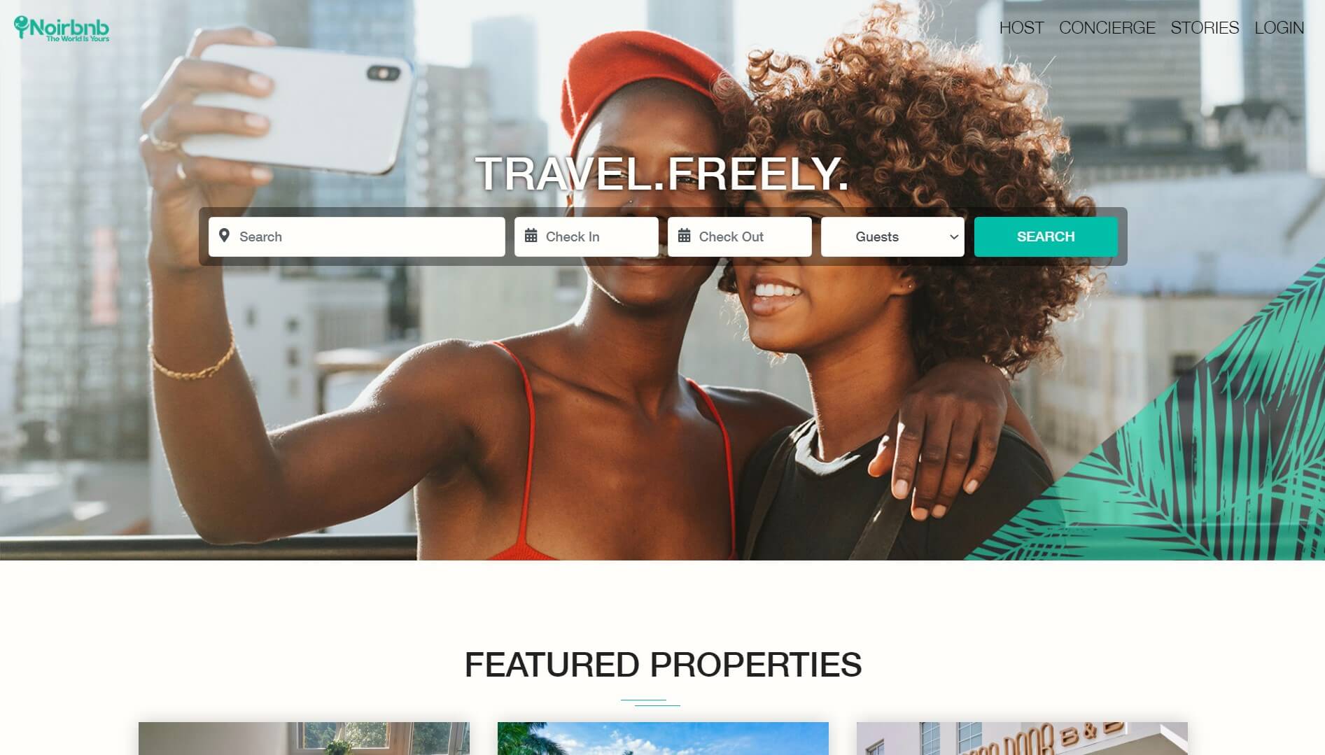 Noirbnb homepage - Airbnb for black people