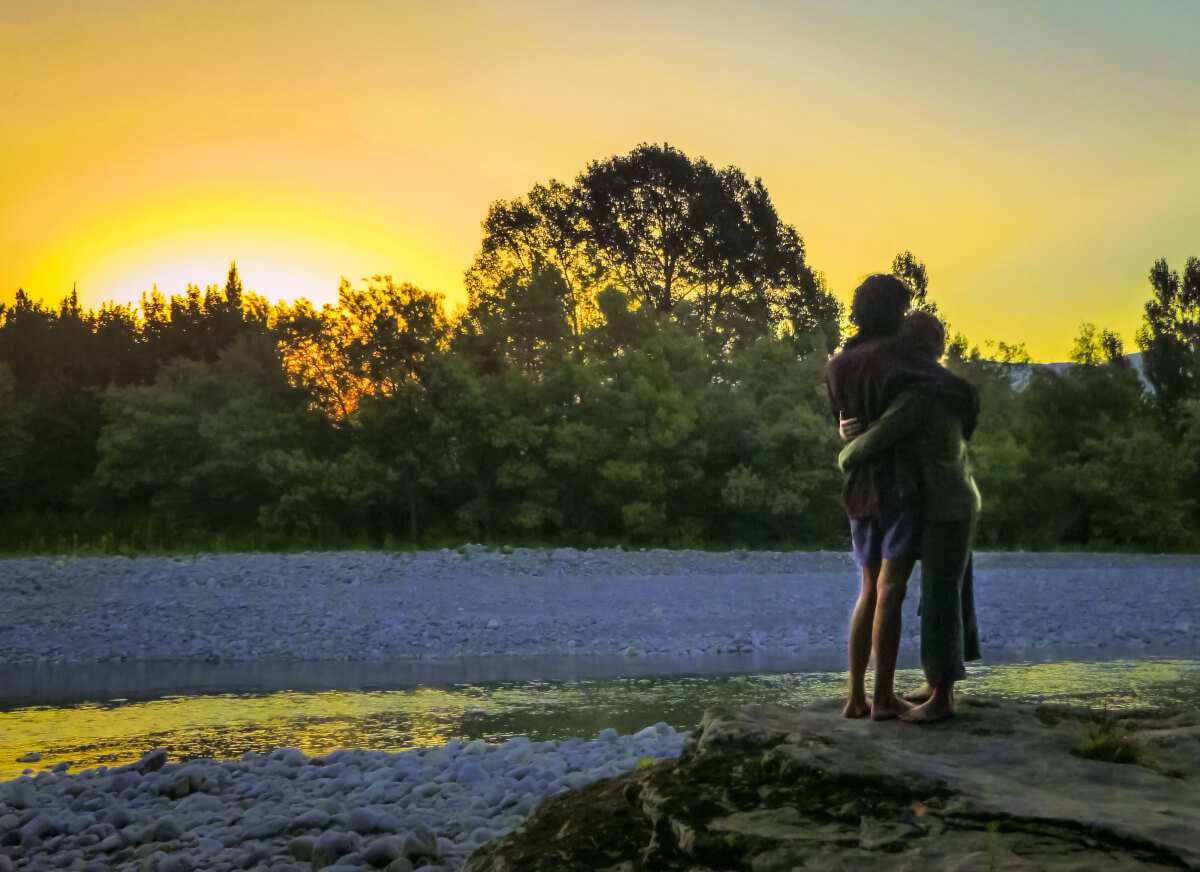 A sunset in Takaka with two people I met while touring the South Island of New Zealand by car