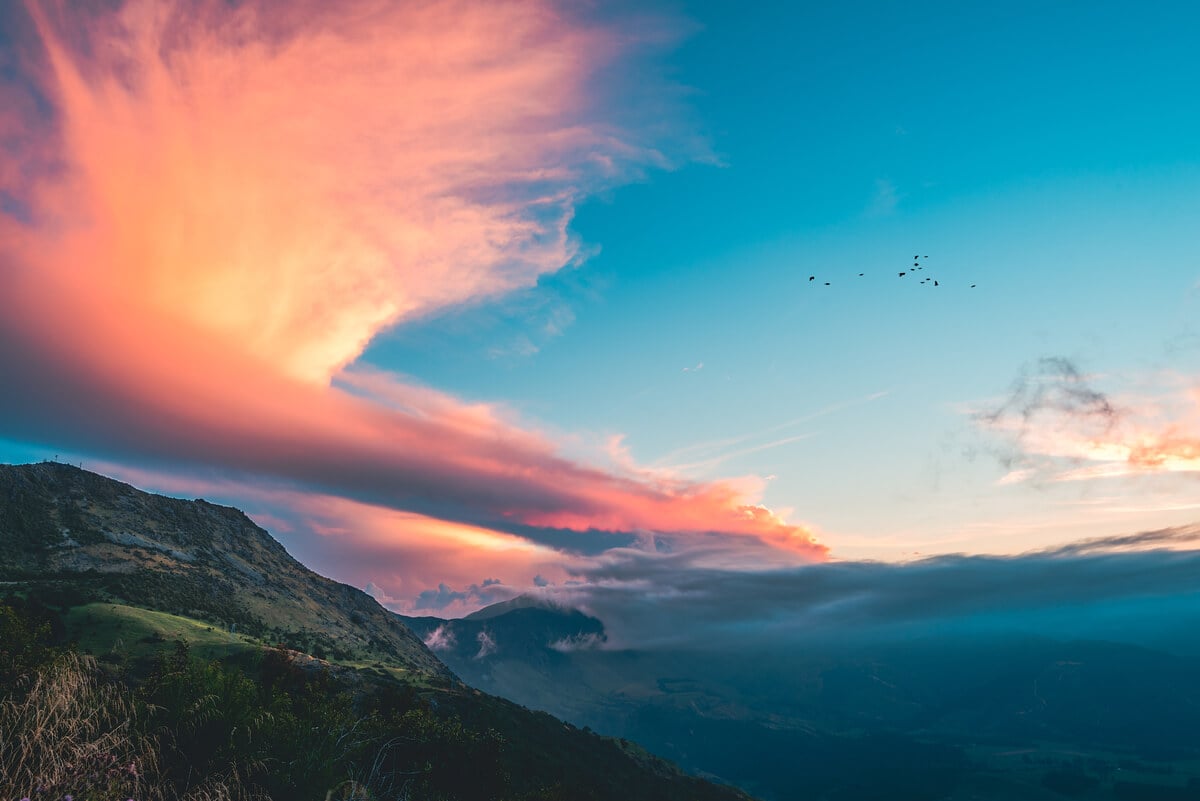 Sunset from a lookout on Takaka Hill, Golden Bay