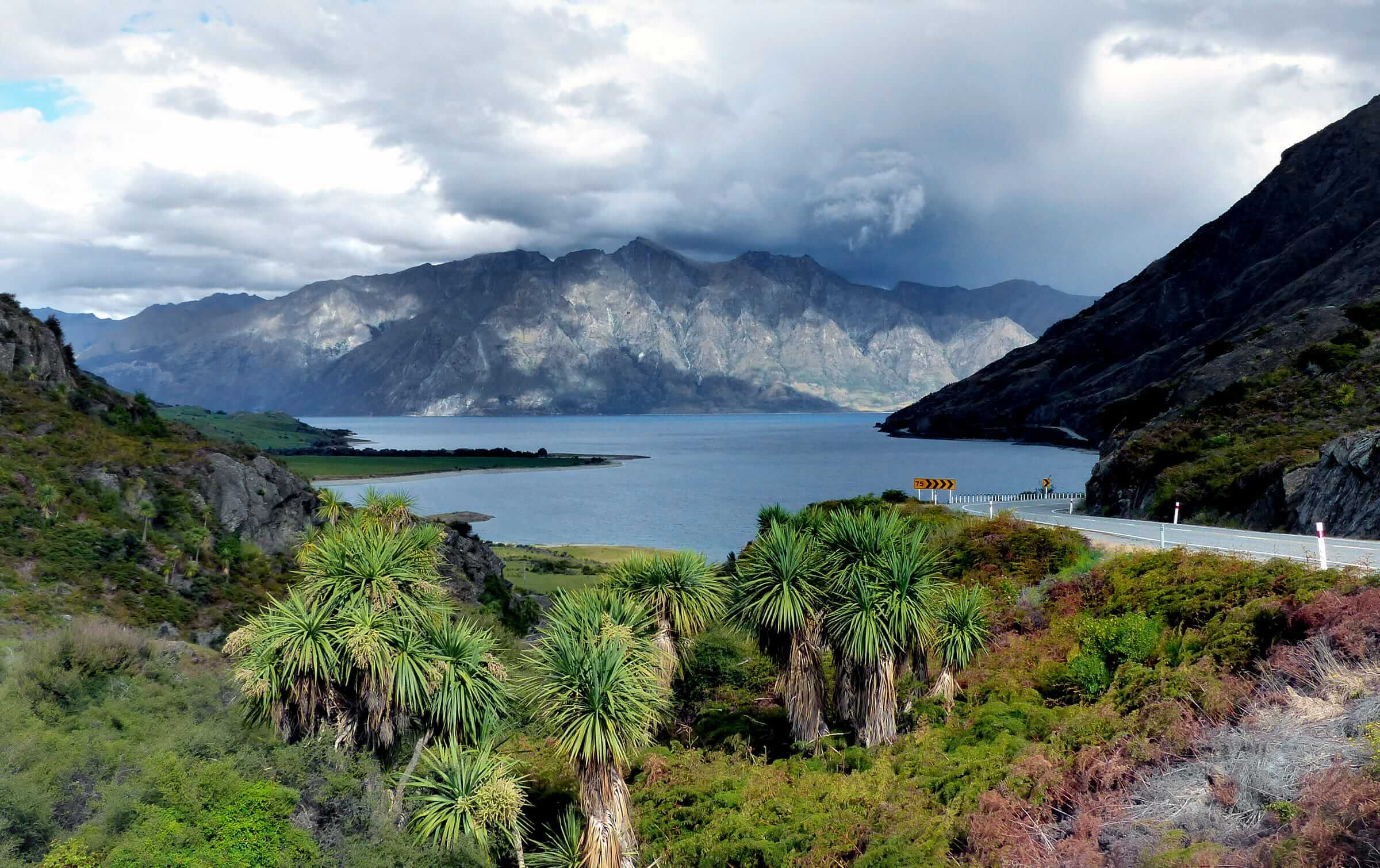 The road to Wanaka from the West Coast through The Neck and Lake Hawea