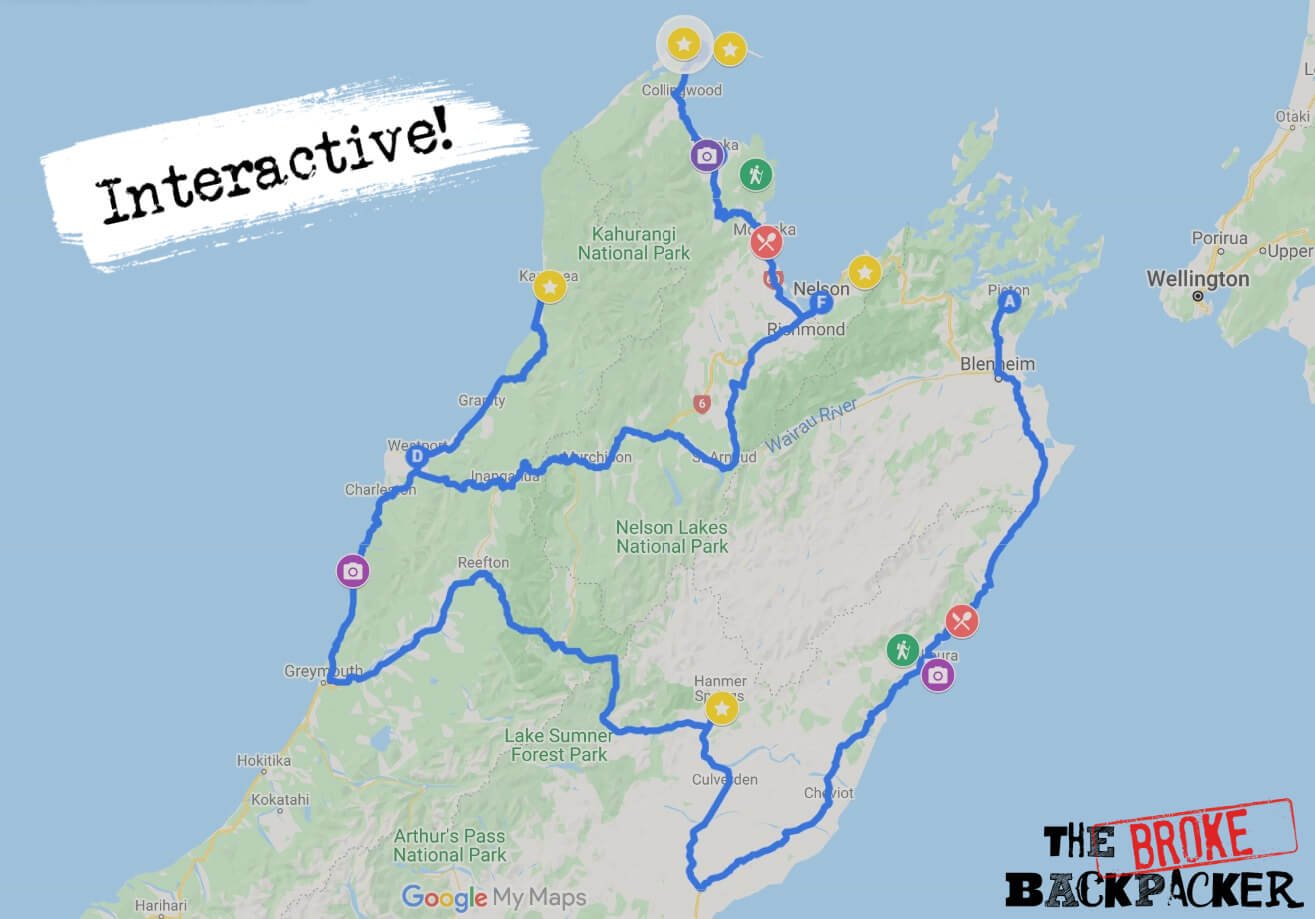 new zealand south island road trip route