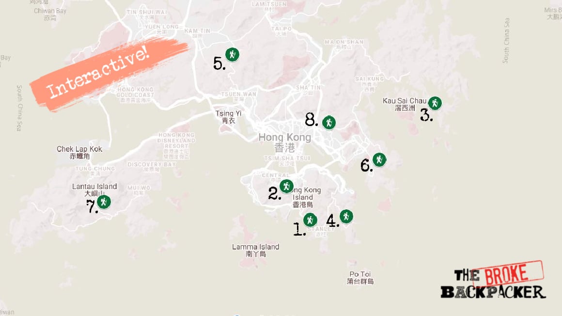 Map Best Hikes in Hong Kong