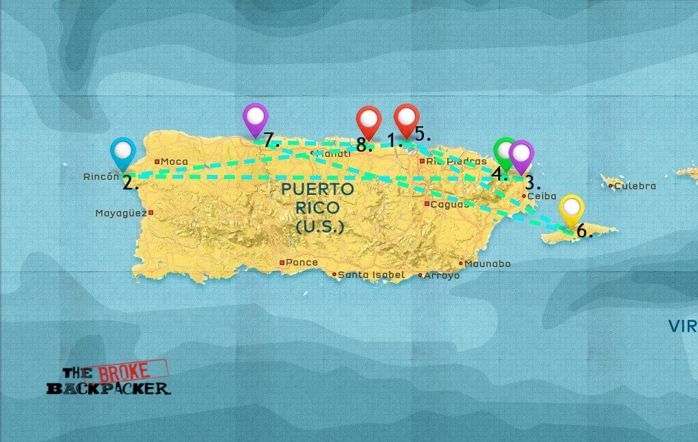 Map of Where to stay in Puerto Rico